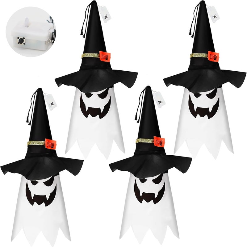 Arperles Halloween Decorations Glowing Ghost Witch Hat Halloween String Lights - Indoor/Outdoor Hanging Decor for Home, Garden & Tree (4Pcs) - Image 2